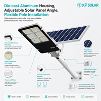 KFSOLAR Lampadaire Solaire Complet IP65 en Alliage d'Aluminium pour Jardin et Parking