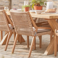 Ensemble de salle à manger en teck pour l'extérieur, meubles de jardin, table et chaises pour hôtel, villa, complexe hôtelier