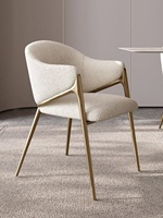Chaise de salle à manger italienne de luxe léger, moderne et minimaliste, design décontracté pour restaurant, dossier en laine d'agneau, structure en acier pour la maison