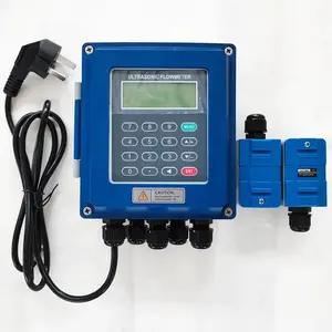 Medidor de flujo ultrasónico digital Lcd, pinza portátil, medidor de flujo de agua ultrasónico, de 2"