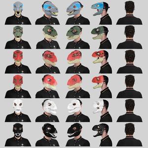 BAIGE Latex Dinosaur Headgear Máscara con boca abierta Mascarada divertida Animal Face Prop para fiesta de Halloween - Product Image 4