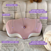 Bantal Leher Busa Memori Grosir dengan Kain Pendingin yang Dapat Dicuci, Kontur Ortopedi untuk Tidur Telentang dan Tengkurap