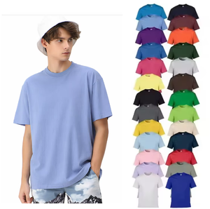 T-shirt décontracté pour homme en coton pur 200g, à manches courtes, col rond, coupe ample, couleur unie, tricoté, anti-boulochage, vierge, imprimé numériquement - Product Image 2