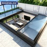 Ventana Corredera de Techo de Aluminio y Vidrio Eléctrica para Balcón ROGENILAN, Doble Acristalamiento, Retráctil, Tipo Tragaluz Superpuesto