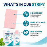 OKTW 5 Milliards de CFU Probiotiques Prébiotiques en Bandelettes Orales Dissolvables – Favorise la Santé Digestive, Saveur Menthe, Nutrition Intestinale