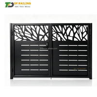 Portail battant contemporain en aluminium DF avec grille, idéal pour mur de clôture, équipé d'un moteur électrique