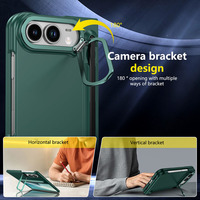 Étui de protection pliable Skin Feel PC avec support caméra cachée, stylet et protection antichoc en verre trempé pour iPhone Duo 18 Fold Wide
