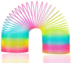 En iyi fiyat için gökkuşağı sihirli bahar renkli gökkuşağı Neon uzun plastik sihirli bahar oyuncak özel Logo reklam baskı