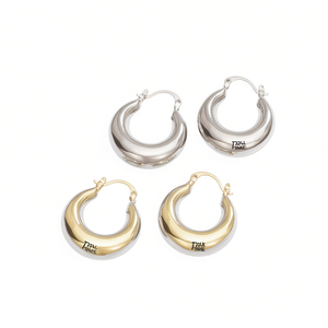 Orecchini a Cerchio TOM TWE in Oro Bianco, Gioielli Unisex alla Moda, Placcati in Argento 18K, Stile Huggie per Uso Quotidiano - Product Image 1