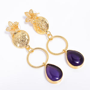 แฟชั่นผู้หญิงต่างหูทองเหลืองชุบทอง18K ทำด้วยมือเครื่องประดับอัญมณีเครื่องประดับทองเหลืองแฟชั่นตามสั่ง - Product Image 1