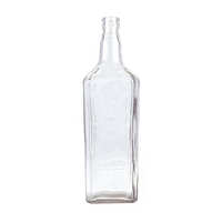 Bouteilles de vin carrées de luxe personnalisées OEM en gros avec bouchons en verre sérigraphiés pour l'emballage du rhum, du whisky et de la tequila alcoolisés