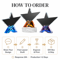 Trofeo de Cristal de Primera Calidad, Diseño Personalizado, Tallado a Mano en Forma de Pentagrama, Creativo, para Premios Anuales de Empresa