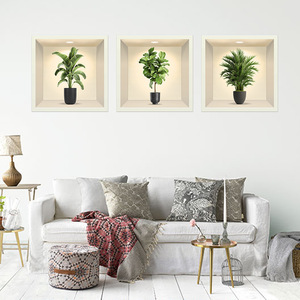 <span class=keywords><strong>3D</strong></span> simulación verde maceta flor planta <span class=keywords><strong>pared</strong></span> pegatina PVC paisaje papel tapiz <span class=keywords><strong>para</strong></span> sala de estar dormitorio decoración calcomanías - Product Image 5