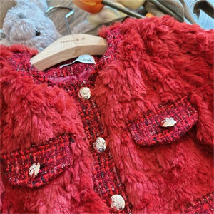 Nouvelles filles petit parfum Style bébé <span class=keywords><strong>manteau</strong></span> 2025 automne et hiver chaud fourrure mode décontracté nouvel an épaissi bébé hauts - Product Image 3