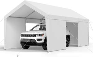 Abri <span class=keywords><strong>de</strong></span> voiture 10x20 pieds, structure en acier galvanisé, toit en pente, portes latérales amovibles, robuste, <span class=keywords><strong>protection</strong></span> UV, imperméable, quatre saisons - Product Image 5