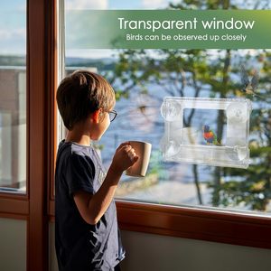 Pengumpan Burung Jendela Luar Ruangan, Terpasang di Jendela, Transparan, untuk Burung Kolibri dan Burung Liar, dengan Suction Cup Kuat, Bahan Plastik - Product Image 3