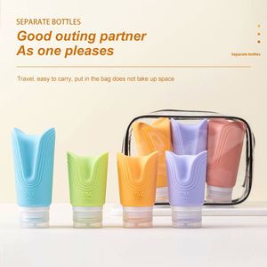 ขวดซิลิโคนรูปโคลเวอร์สำหรับเดินทาง ป้องกันการรั่วซึม บีบได้ ใช้สำหรับใส่แชมพู โลชั่น และเครื่องใช้ในห้องน้ำ - 60 มล. 90 มล. ปลอดสาร BPA - Product Image 3
