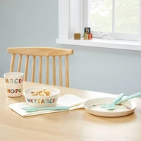 Ensemble cadeau d'accessoires pour repas d'enfants, vaisselle en mélamine, verre, bambou, bol, assiette, logo personnalisé, vaisselle de dessin animé