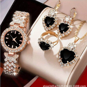 Pink Women Watch Elegante Rhinestone Dial Dresses Bracelets Womens Fashion Quartz Wristwatches <b>Clock</b> Gift Set CD199 - Product Image 3