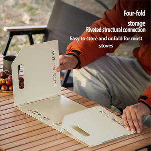Réchaud portable personnalisé avec pare-vent pliable en trois ou quatre parties, plaques en fer, réchaud de <span class=keywords><strong>camping</strong></span> pliable pour l'extérieur, pare-vent - Product Image 4