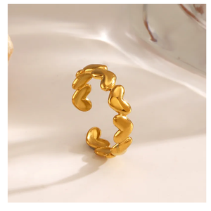 Producto de alta calidad, anillo de acero inoxidable a la moda, resistente al agua, chapado en oro de 18 quilates, anillo de corazón, anillo de dedo índice abierto para mujer - Product Image 3