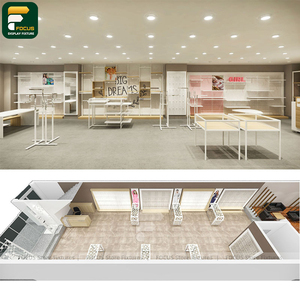 Luxury Fashion Boutique Display Cabinet Apparel Rack Wall Shelf <b>Reception</b> <b>Counter</b> Lighting Mirror Fixture - Product Image 3