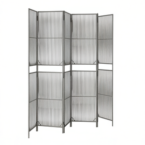 Divisor de Habitaciones de 6 Paneles en Poliratán Gris, Diseño Plegable Moderno para Oficina en Casa - Product Image 1