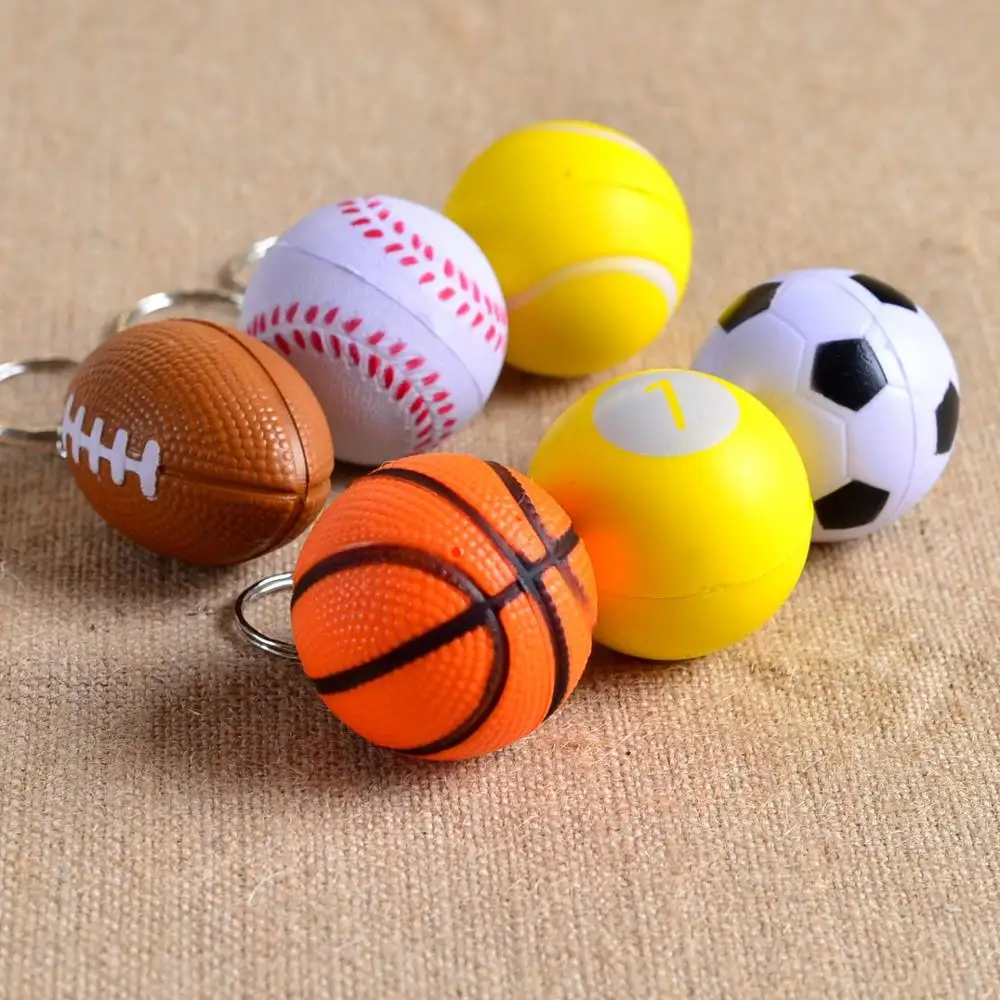 Promotional Gift Custom Shape Cheap Anti Stress Reliever Ball PU foam stress ball Basketball rugby tennis Key Chain