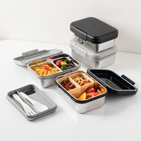 Boîte à lunch bento personnalisée réutilisable, chauffable, étanche, en acier inoxydable 304, écologique, grande capacité, compatible micro-ondes, pour l'école