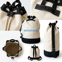 Sac à dos en toile de coton durable de qualité supérieure avec logo personnalisé, OEM ODM, design bicolore simple, poignée supérieure, sac à dos décontracté portable avec cordon de serrage