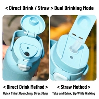 Bouteille d'eau en verre borosilicate de 1000 ml avec couvercle à paille et poignée |   Gobelet de voyage portable à double bec verseur B2B