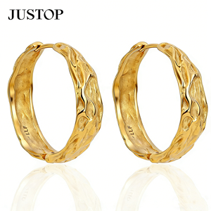 Aros de moda OEM/OEM, impermeables, de acero inoxidable, chapados en oro, hipoalergénicos, proveedor de joyería de lujo. - Product Image 2