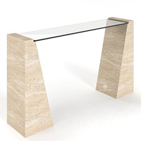 Meubles de Table en pierre haut de gamme pieds de Table en marbre de table en verre transparent Table Console minimaliste