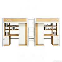 Lit superposé double de style nordique personnalisé pour appartement, dortoir, ou dortoir de personnel, avec système de rangement complet, vente en gros, Meida MDL-G2
