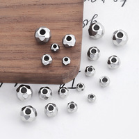 Perles d'espacement en acier inoxydable à facettes diamantées avec trou traversant pour la fabrication de bijoux DIY