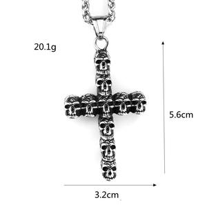 Stainless Steel Skull <b>Cross</b> Pendant Unisex Necklace Punk Charm Fashion Jewelry - Product Image 3