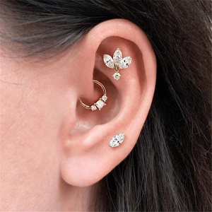 Bijoux turcs en argent sterling S925 et zircon, tendance, piercing d'oreille en forme d'œil de cheval, clou d'oreille à tige unique - Product Image 3