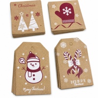 Étiquettes suspendues en papier de Noël personnalisées avec logo, étiquettes cadeaux en feuille d'or, étiquettes suspendues imprimées UV pour vêtements et chaussettes, pour emballage cadeau