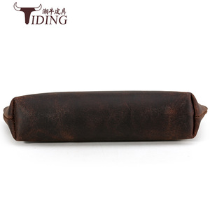 Estuche para lápices de cuero genuino Tiding, capa superior de piel de vaca, bolsa de papelería sencilla para uso escolar y de oficina - Product Image 4