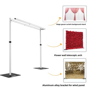 モダンなダブルクロスバー水平ロッドシアーカーテン引き込み式背景スタンド工場性能ウェディングカーテン取り外し可能 - Product Image 2