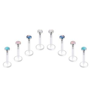 Vente en gros de clous de piercing labret sans filetage 16G en zircon cubique transparent, ornés, pour hélix, flexibles - Product Image 5