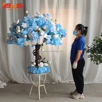 Arbre floral artificiel en soie bleue avec fleurs de rose pour décoration de mariage SMS, idéal pour les fêtes