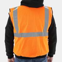 Gilet de travail de classe 2, vêtements de sécurité réfléchissants avec plusieurs poches, fermeture éclair sur le devant, maille polyester légère pour les travailleurs du bâtiment