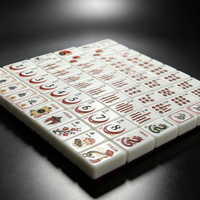 Jeu de Mahjong Américain Pliable de Luxe Moderne 160 Pièces, Tuiles Acryliques Multicouches Rouge et Blanc, Motifs Dragon, Phénix et Floraux, Jeu de Société