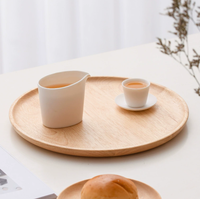 Assiette en bois de caoutchouc naturel, plateau de service rond personnalisable en plusieurs tailles, assiette en bois de qualité alimentaire pour la maison