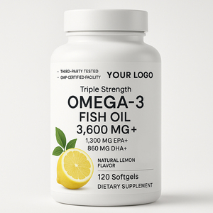 Huile de poisson Oméga <span class=keywords><strong>3</strong></span> 3600mg, riche en EPA et DHA, pour le soutien des articulations et la récupération musculaire, 120 gélules molles au citron, sans OGM, GMP - Product Image 1