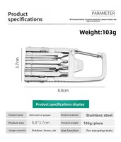 Ensemble de couteau de poche multi-outils pliable en acier inoxydable avec mousqueton et ouvre-bouteille de poche pour la réparation de porte-clés