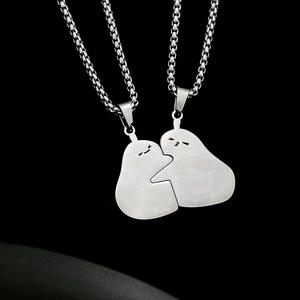 Personalità personalizzata simpatico animale Puzzle ciondolo in acciaio inox coppia collana di corrispondenza per gli <span class=keywords><strong>amanti</strong></span> <span class=keywords><strong>e</strong></span> gli <span class=keywords><strong>amici</strong></span> amore abbraccio collana - Product Image 2