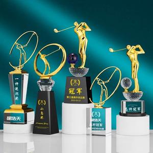 Petit pont en gros <span class=keywords><strong>moins</strong></span> <span class=keywords><strong>cher</strong></span> Trophée de golf personnalisé Médaille Plaque Cadeau Trophée en cristal Conception de récompense pour les sports d'affaires - Product Image 1