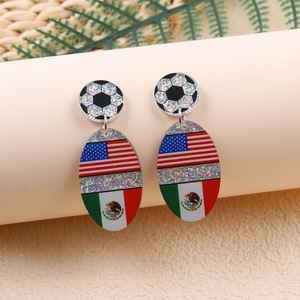 Pendientes con Bandera Nacional, Pendientes Colgantes <span class=keywords><strong>de</strong></span> Doble Cara, Chapados en Oro, para Bodas Patrióticas - Product Image 1